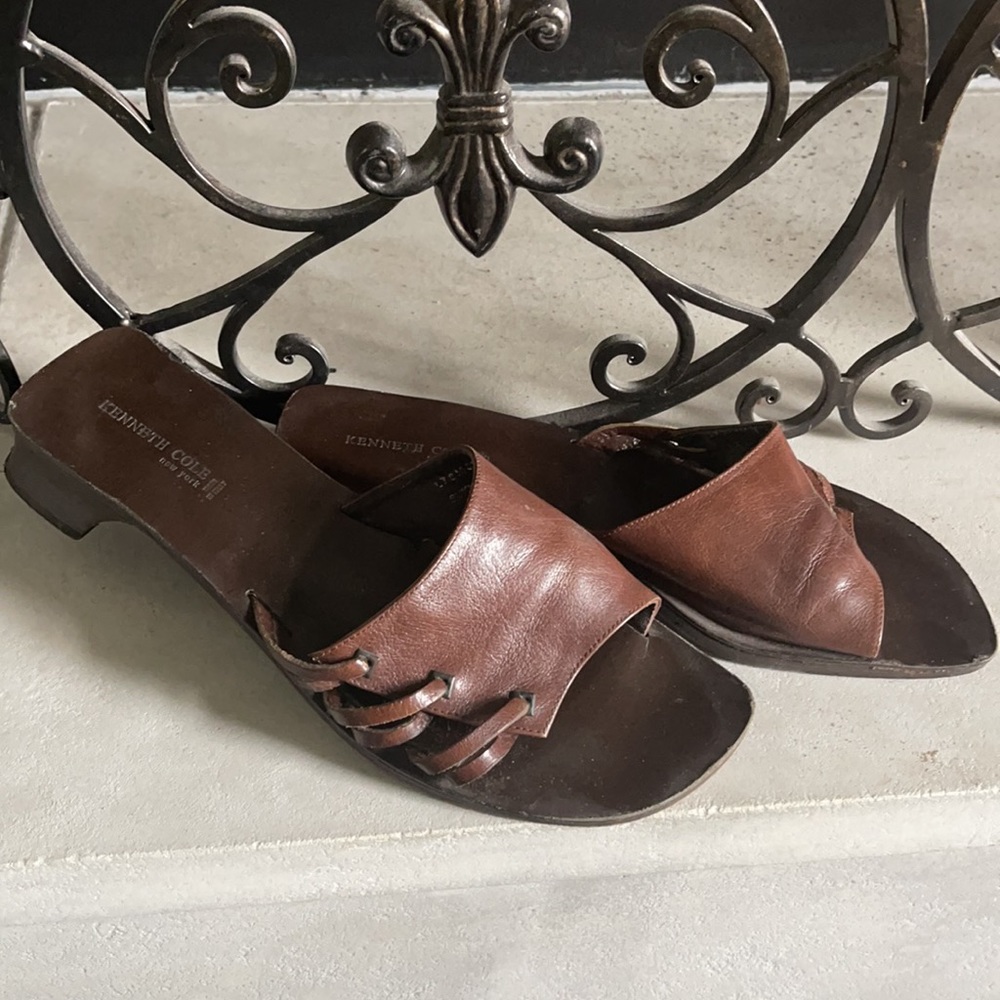 Kenneth Cole Summer Sling Chunky Heel Brown Sandals 10